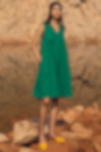 Emerald Green Shift Dress by Khara Kapas