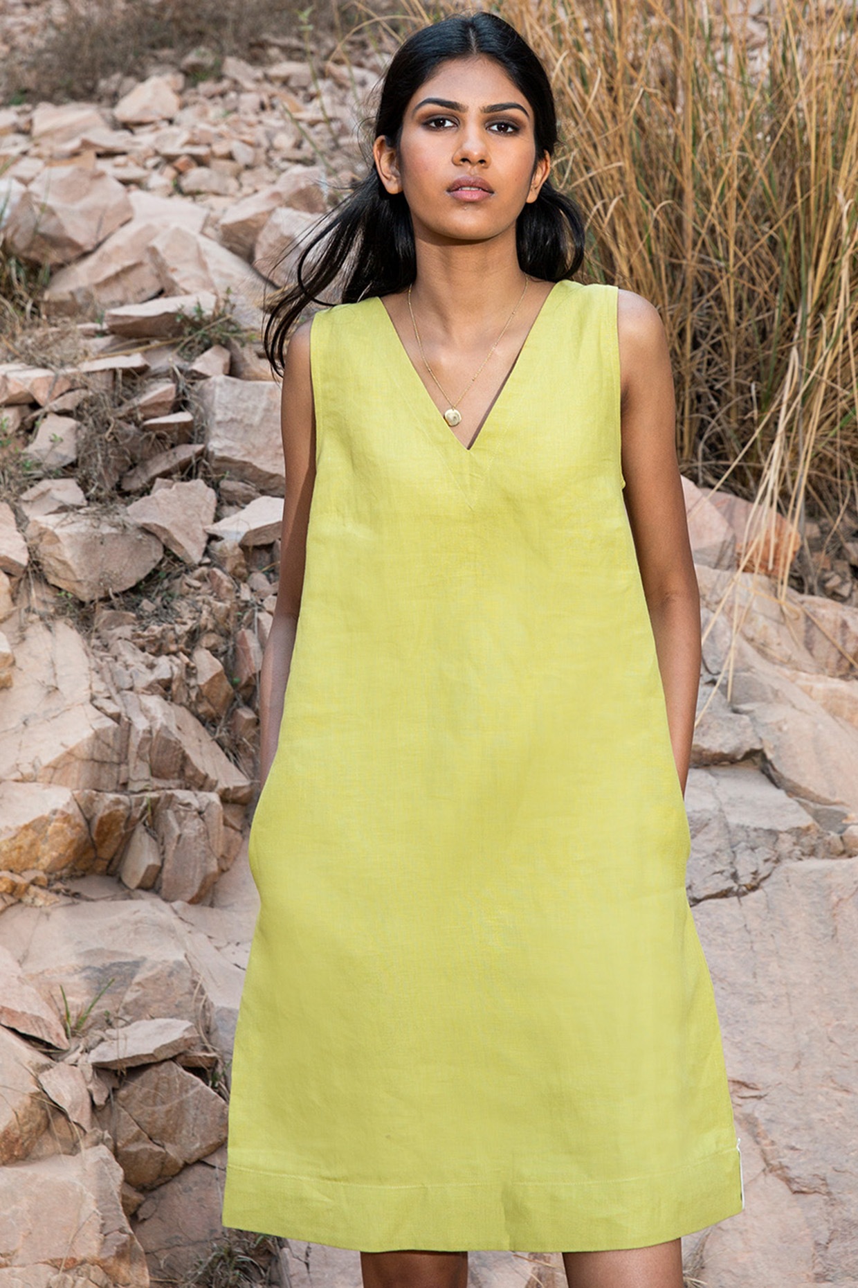 Lime Green Sleeveless Shift Dress 