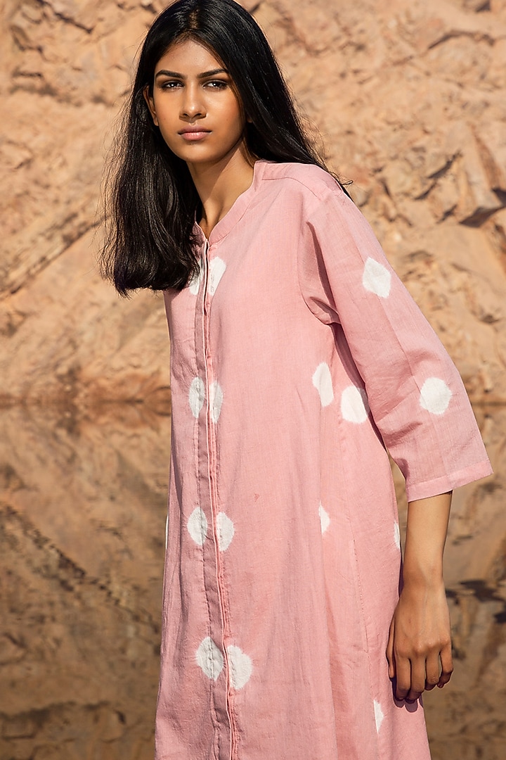 Pink Shibori-Dyed Jacket Summer Dress by Khara Kapas at Pernia's Pop Up Shop