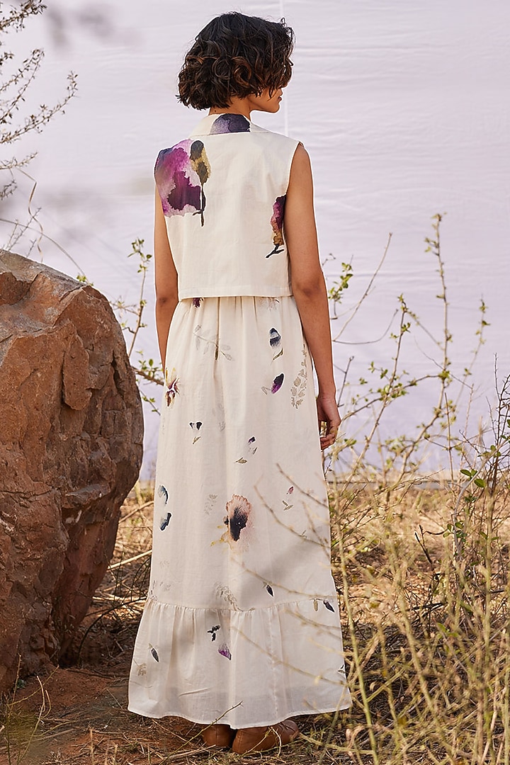 Off-White Cotton Mul Printed Maxi Summer Dress by Khara Kapas at Pernia's Pop Up Shop