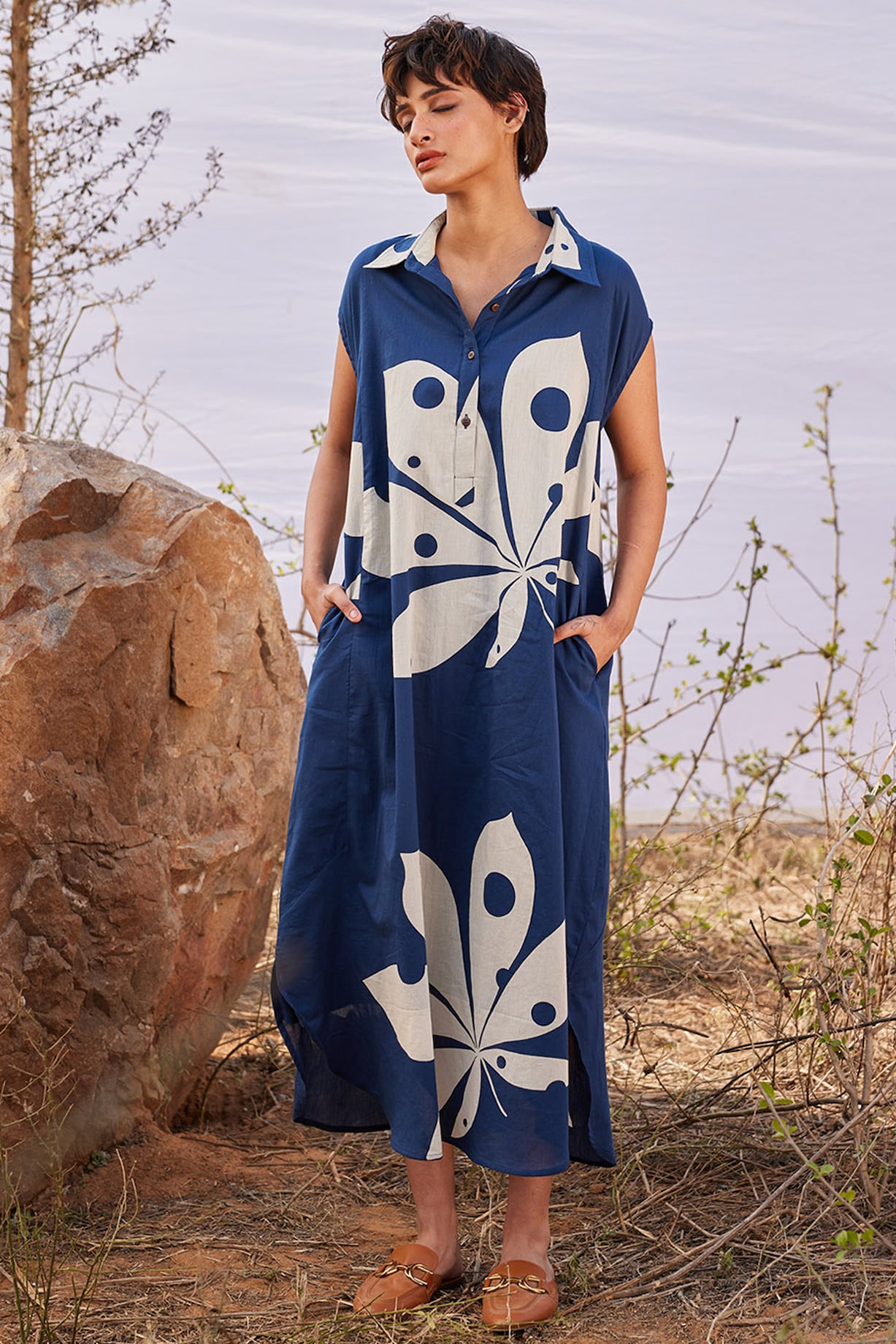 Deep blue maxi dress shop