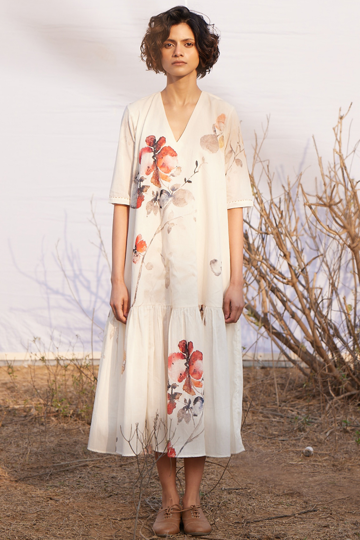 White floral dress cheap
