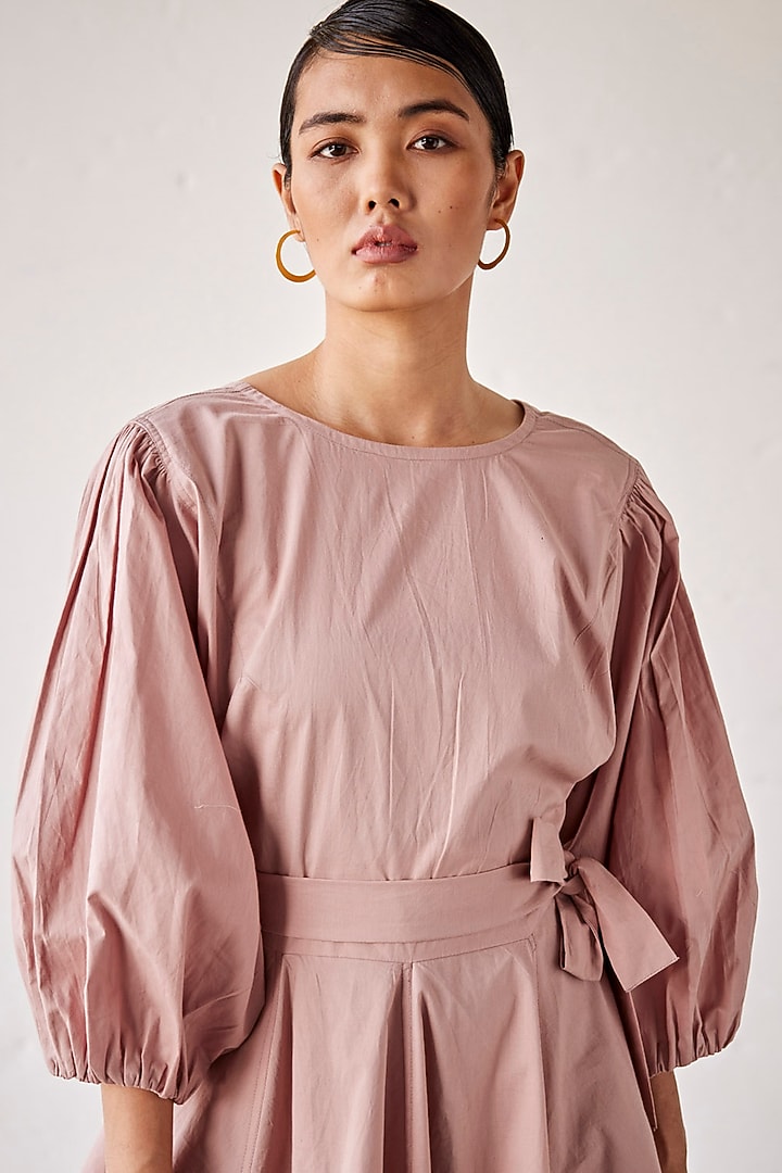 Primrose Pink Poplin Flared Summer Dress by Khara Kapas at Pernia's Pop Up Shop