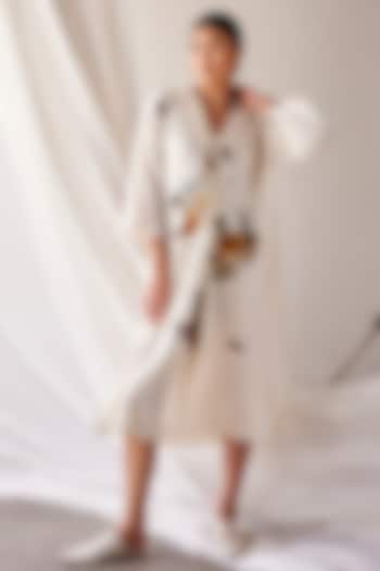 Off-White Mul Cotton Printed Summer Dress by Khara Kapas at Pernia's Pop Up Shop
