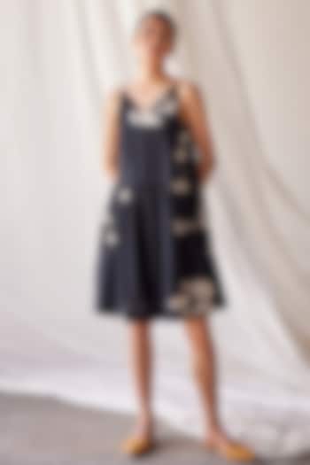 Black Mul Cotton Handcrafted Tiered Summer Dress by Khara Kapas at Pernia's Pop Up Shop