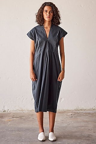 Sacramento Green Mul Cotton Dress by Khara Kapas