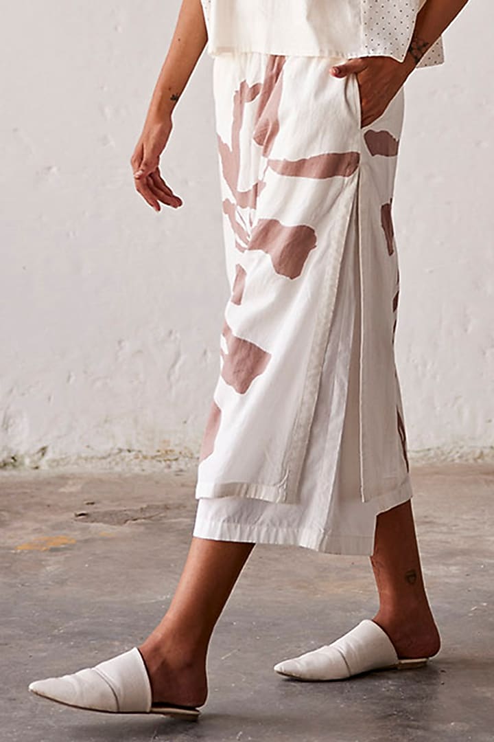 Off-White Mul Cotton Skirt Trousers by Khara Kapas at Pernia's Pop Up Shop