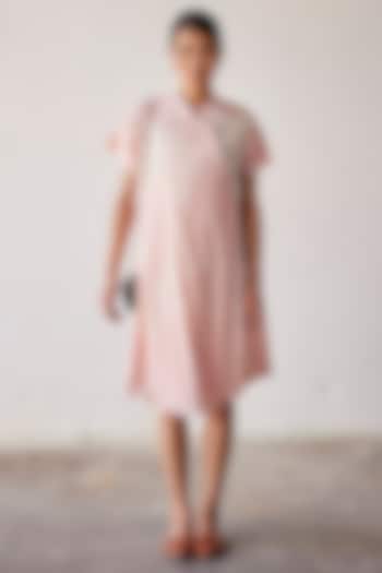 Faded Pink Mul Cotton Printed Summer Dress by Khara Kapas at Pernia's Pop Up Shop