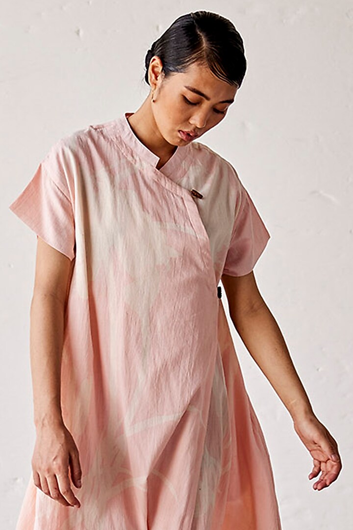 Faded Pink Mul Cotton Printed Summer Dress by Khara Kapas at Pernia's Pop Up Shop