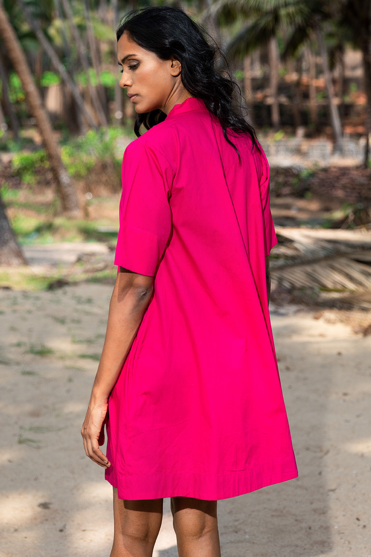 Neon pink shirt dress 2025