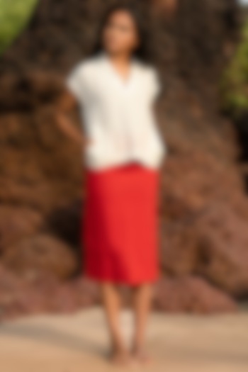 Pearl White Linen Top by Khara Kapas at Pernia's Pop Up Shop