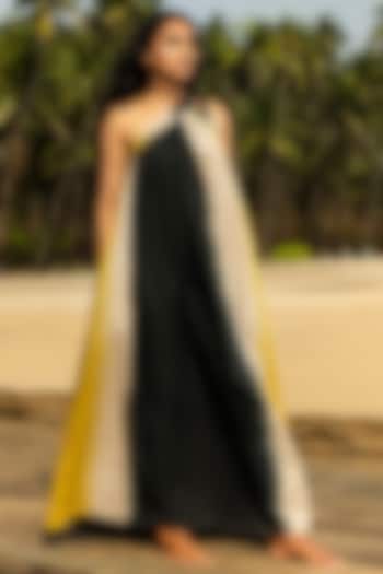 Black & Yellow Cotton Dress by Khara Kapas
