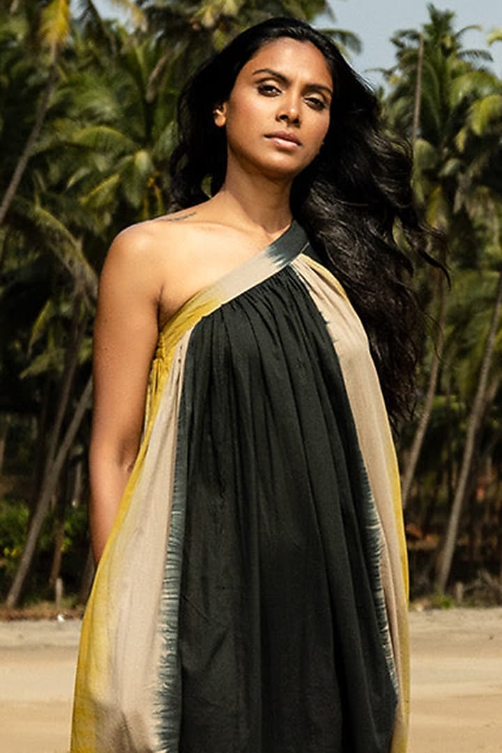 Black & Yellow Cotton Summer Dress by Khara Kapas at Pernia's Pop Up Shop