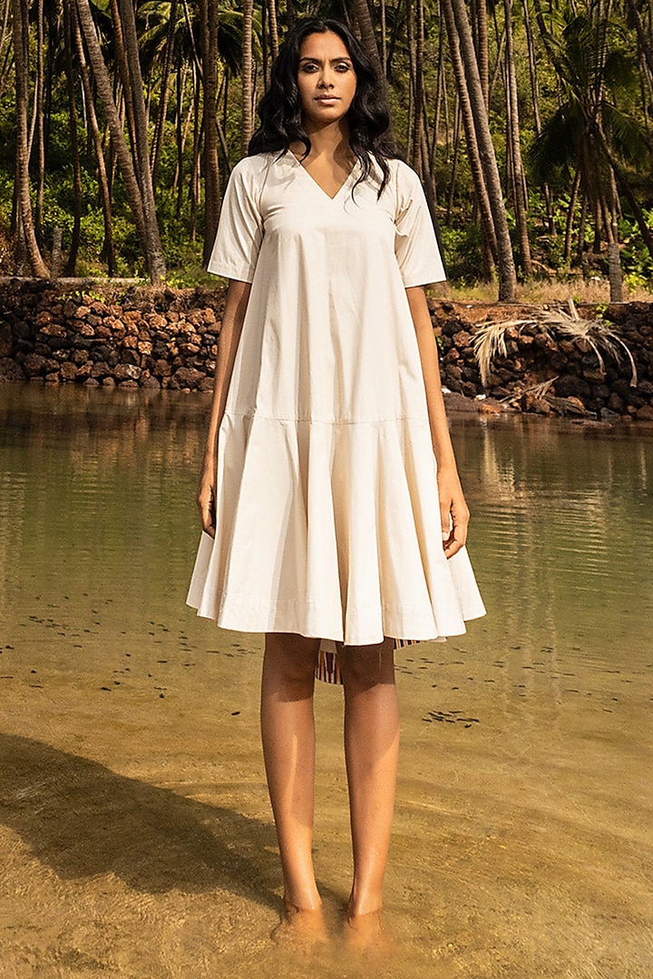 Off-White Poplin Summer Dress by Khara Kapas at Pernia's Pop Up Shop