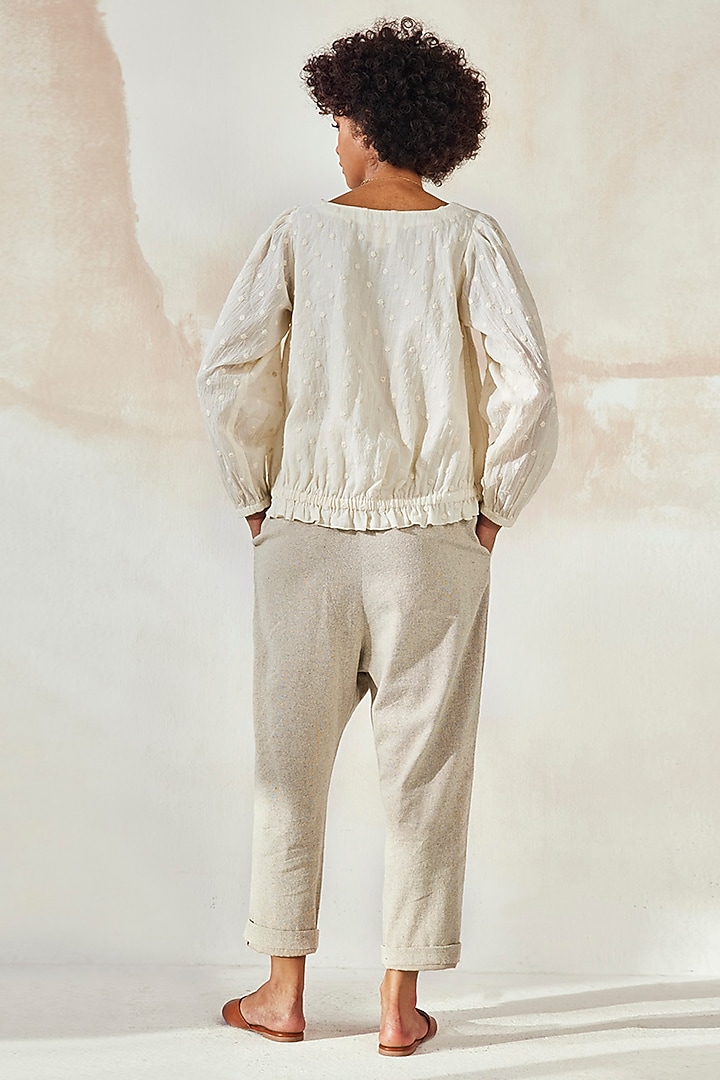Beige Pants In Cotton by Khara Kapas at Pernia's Pop Up Shop