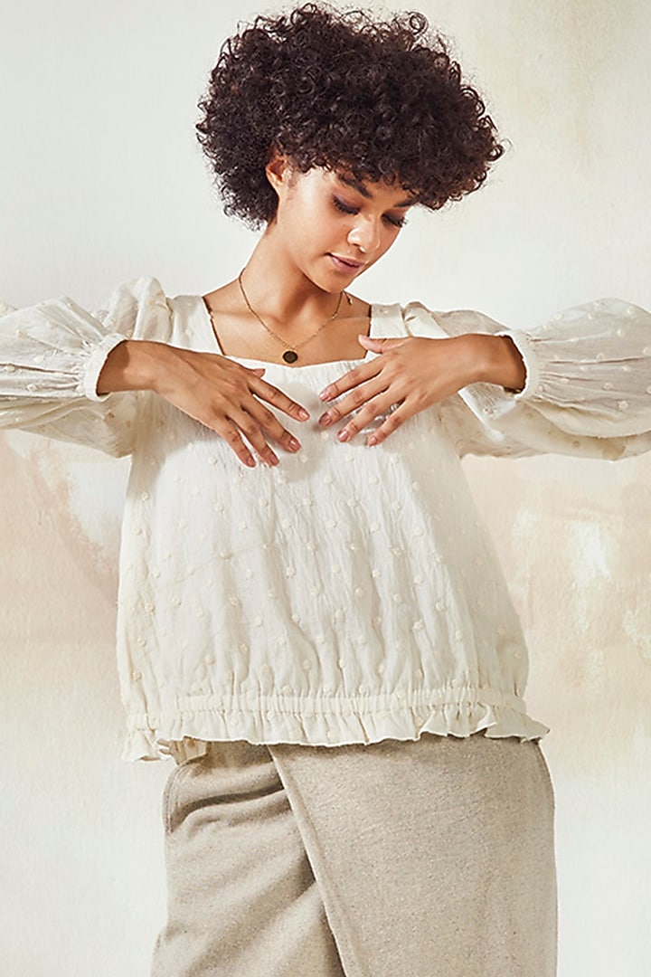 Beige Pants In Cotton by Khara Kapas at Pernia's Pop Up Shop