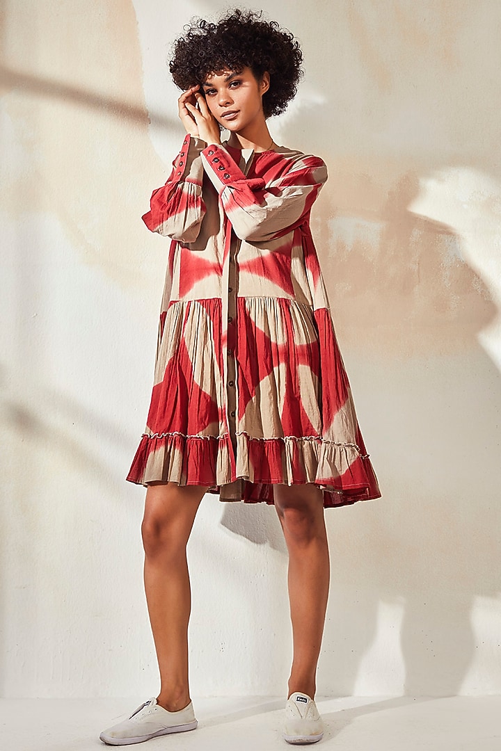 Red Mulmul Mini Summer Dress by Khara Kapas at Pernia's Pop Up Shop