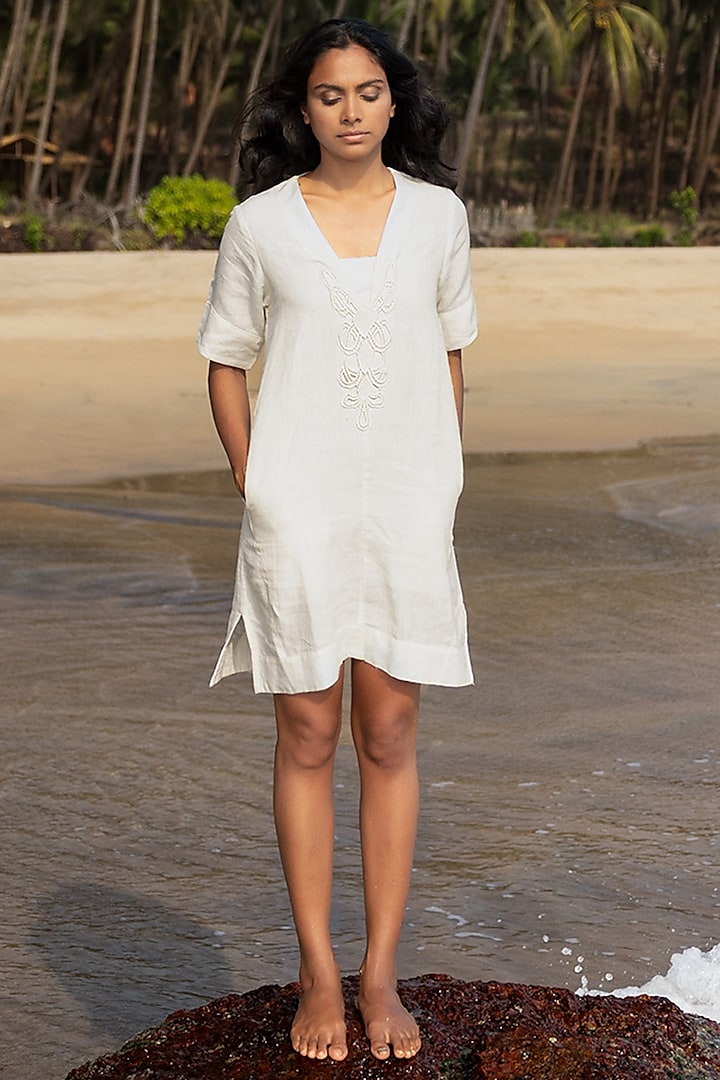 White Patchwork Dress by Khara Kapas