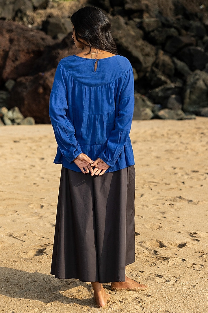 Electric Blue Cotton Anti-Fit Top by Khara Kapas at Pernia's Pop Up Shop