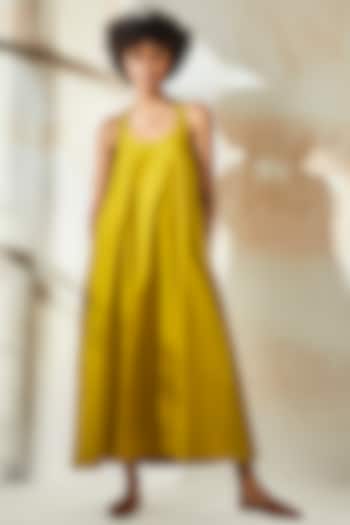 Lime Yellow Cotton Maxi Dress by Khara Kapas