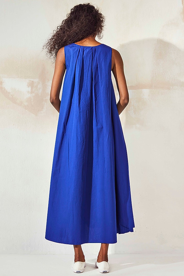 Electric Blue Poplin Maxi Summer Dress by Khara Kapas at Pernia's Pop Up Shop