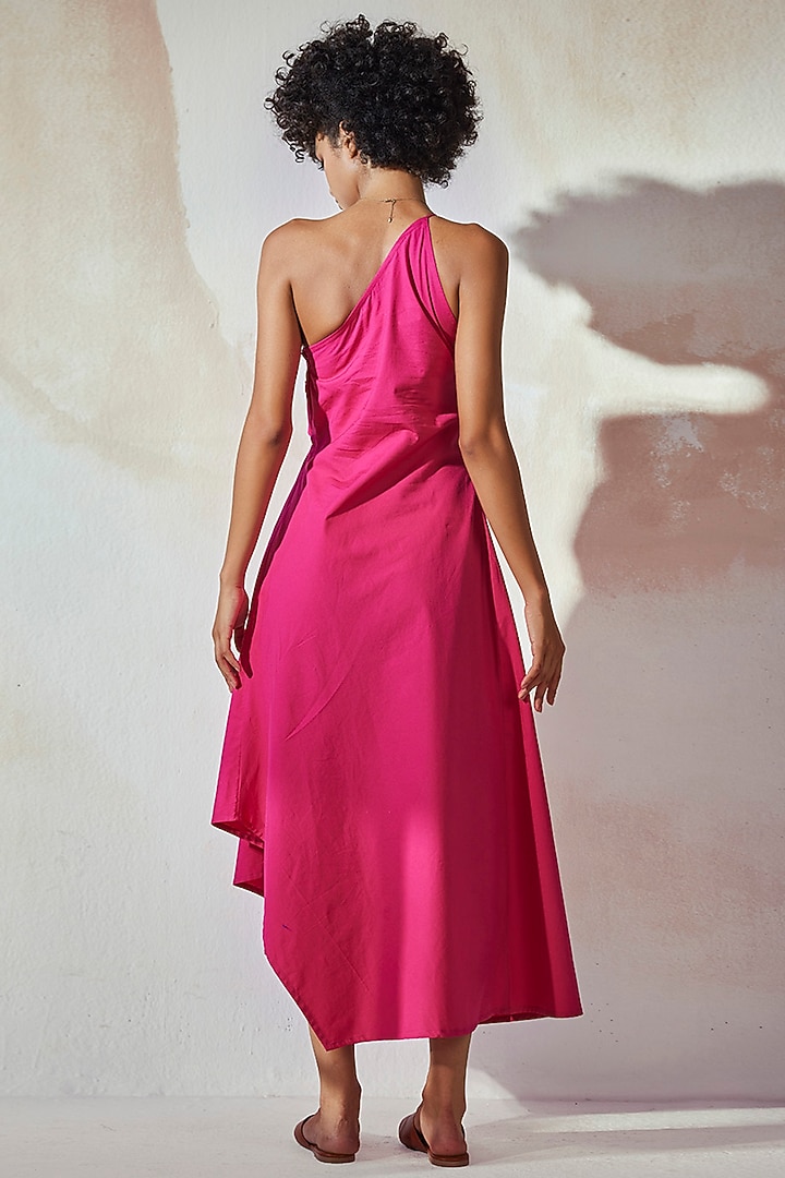 Hot Pink Poplin Maxi Summer Dress by Khara Kapas at Pernia's Pop Up Shop
