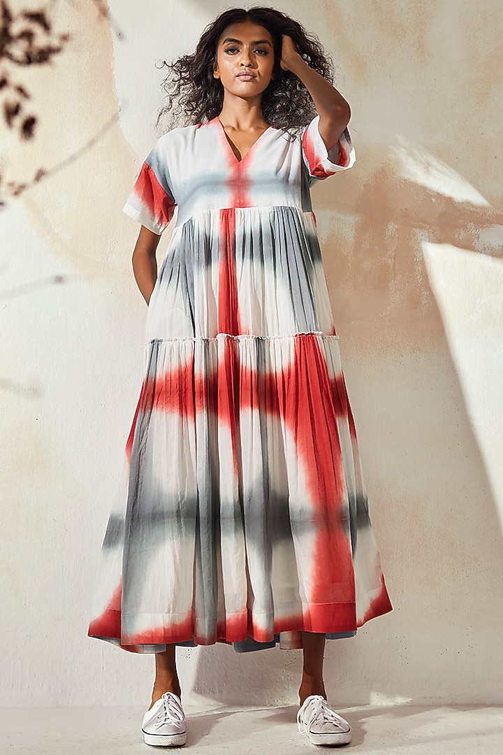 Multi-Colored Shibori Maxi Summer Dress by Khara Kapas at Pernia's Pop Up Shop