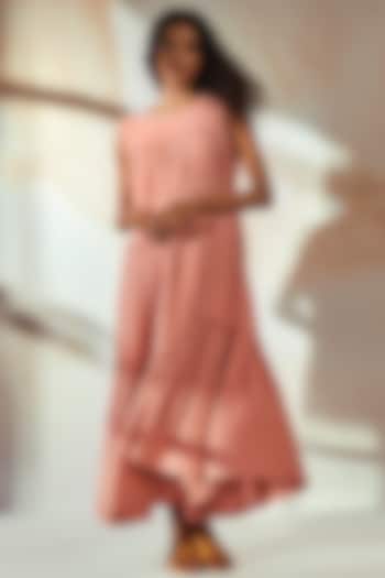 Rust Pink Cotton Maxi Dress by Khara Kapas