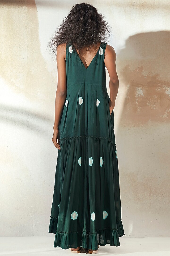 Forest Green Mulmul Maxi Summer Dress by Khara Kapas at Pernia's Pop Up Shop