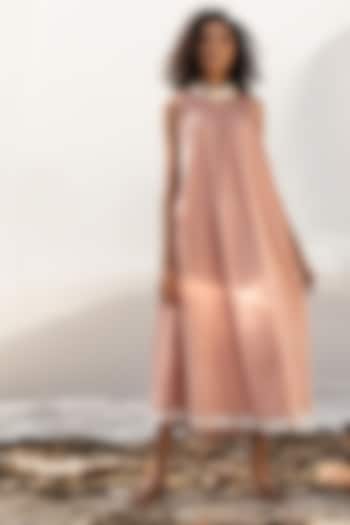 Blush Pink Tent Summer Dress With Gathers by Khara Kapas at Pernia's Pop Up Shop