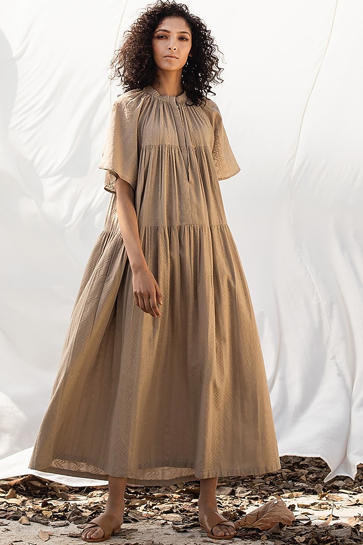 Beige Tent Maxi Summer Dress With Embroidery by Khara Kapas at Pernia's Pop  Up Shop