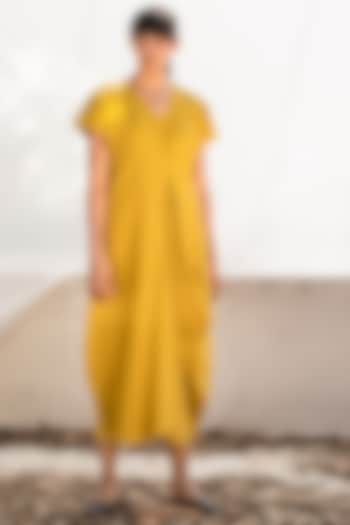 Mango Yellow Cowl Midi Summer Dress by Khara Kapas at Pernia's Pop Up Shop