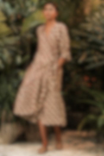 Multi-Colored Bagru Printed Summer Dress by Khara Kapas at Pernia's Pop Up Shop