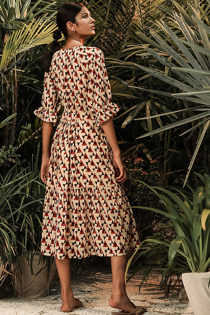 Multi-Colored Bagru Printed Summer Dress by Khara Kapas at Pernia's Pop Up Shop