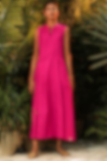Hot Pink Poplin Dress by Khara Kapas