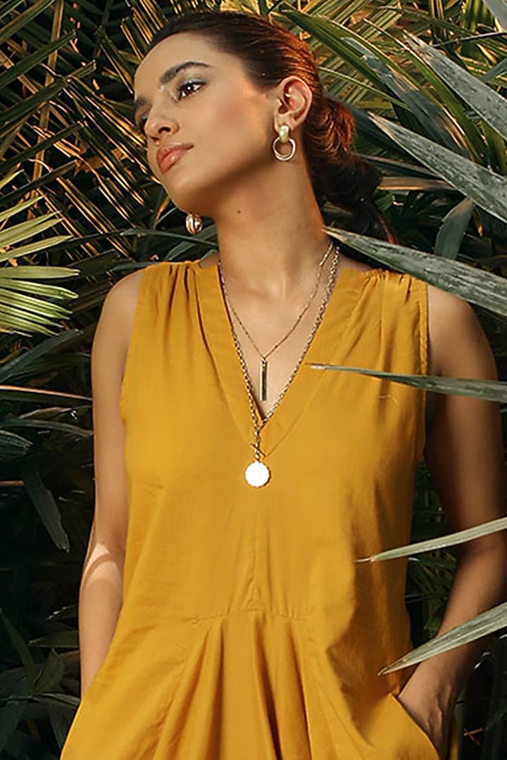 Ochre Side Cowl Summer Dress by Khara Kapas at Pernia's Pop Up Shop