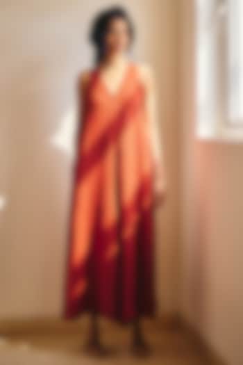 Brick Red Linen Jumpsuit by Khara Kapas at Pernia's Pop Up Shop