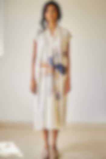 Off-White Cotton Mul Printed Summer Dress by Khara Kapas at Pernia's Pop Up Shop