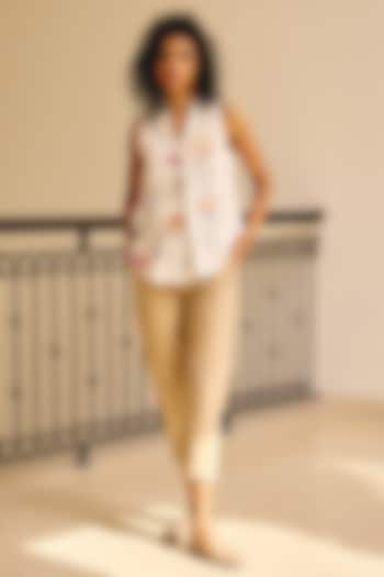 Off-White Soft Cotton Mul Floral Printed Shirt by Khara Kapas at Pernia's Pop Up Shop