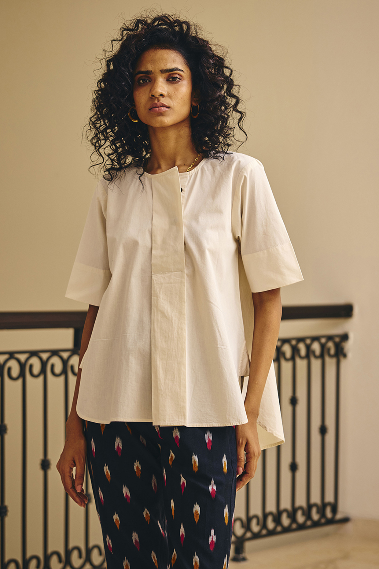 Off-White Poplin Top by Khara Kapas at Pernia's Pop Up Shop