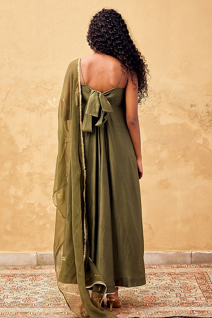 slim fit dress slacks Sap Green and Purple Silk Cotton Dress Material With Zari Woven Buttas –  Maatshi main image 0