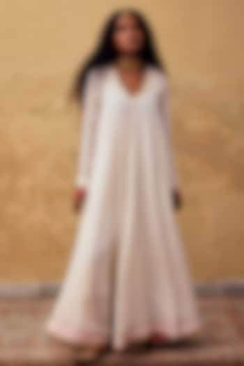 Off-White Soft Cotton Mul Maxi Dress by Khara Kapas at Pernia's Pop Up Shop