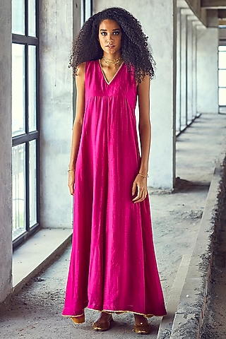 Jamun Cotton Silk Jumpsuit by Khara Kapas