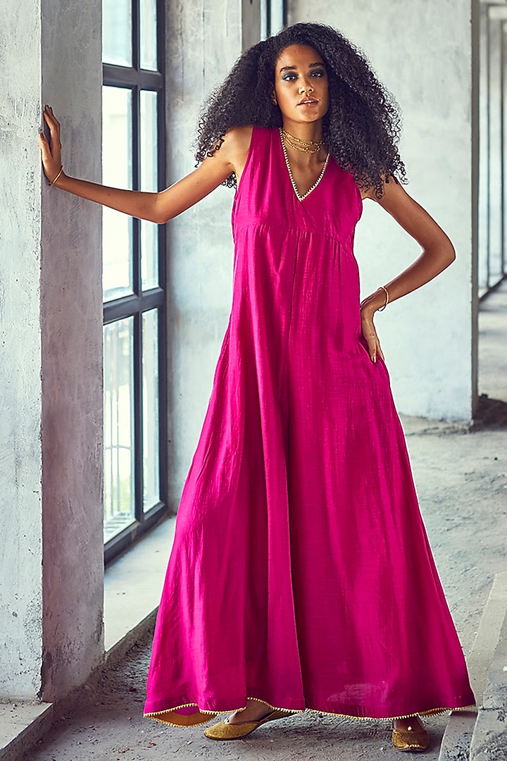 Jamun Cotton Silk Jumpsuit by Khara Kapas at Pernia's Pop Up Shop