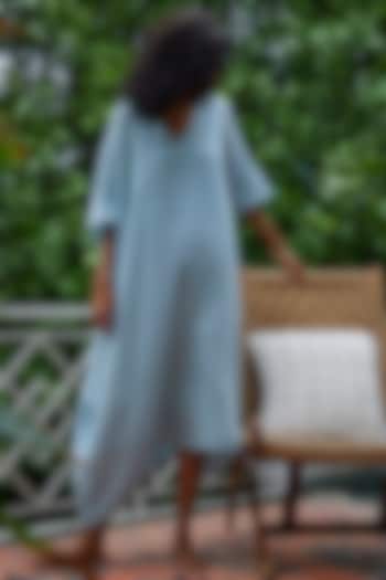 Pebble Blue Embellished Kaftan by Khara Kapas at Pernia's Pop Up Shop