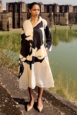 Off-White Mul Printed Dress by Khara Kapas