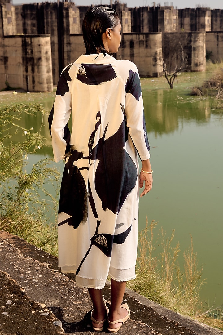 Off-White Mul Printed Summer Dress by Khara Kapas at Pernia's Pop Up Shop