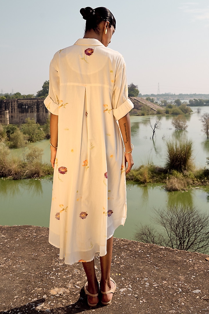 Off-White Mul Floral Printed Summer Dress by Khara Kapas at Pernia's Pop Up Shop