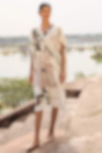 Off-White Mul Art Printed Kaftan Summer Dress by Khara Kapas at Pernia's Pop Up Shop