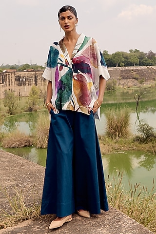 Blue Mul Co-Ord Set by Khara Kapas